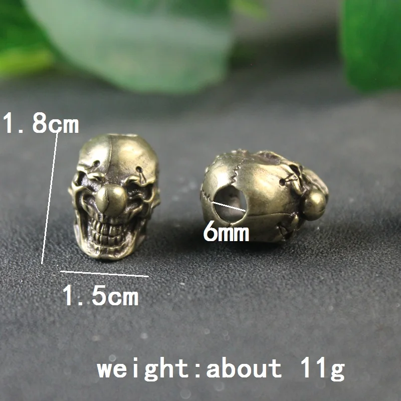 Black Clown Head Sculpture Brass Knife Beads DIY Paracord Bracelets Accessories Outdoor EDC Umbrella Rope Woven Lanyard Pendants