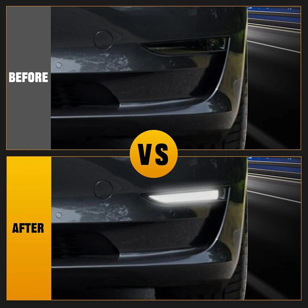 السيارات 1 زوج من أضواء الضباب الأمامية النهار تشغيل أضواء أضواء الضباب ل تسلا نموذج Y 3 1077391-00-E 1077392-00-E #4