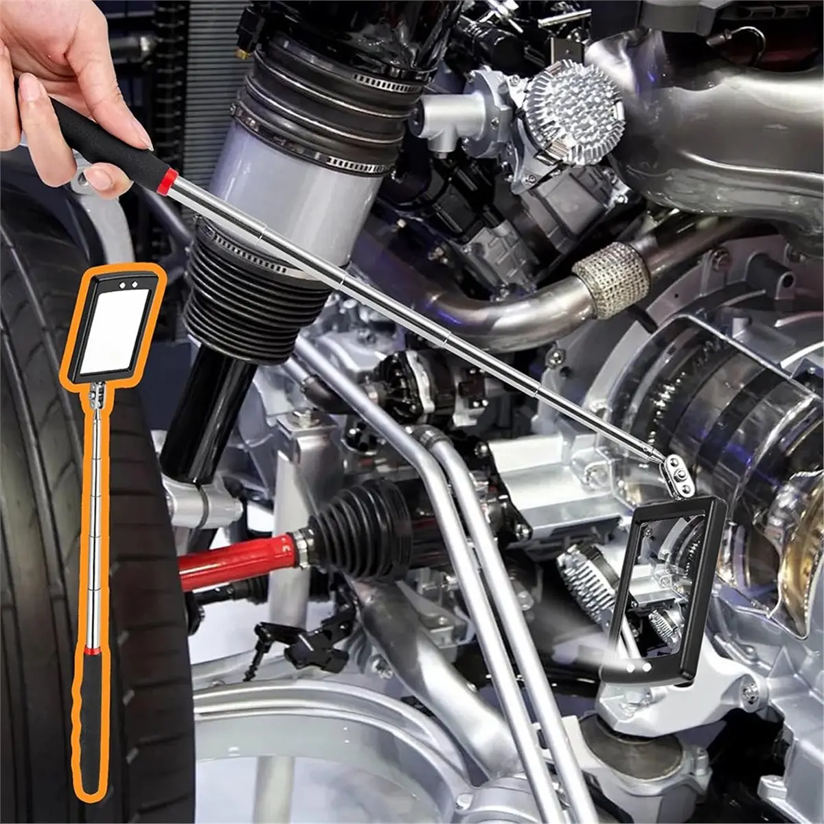 618 Mega Sale Telescoping LED Inspection Mirror & Magnetic Pickup Tool Set - Ideal for Mechanics and Home Use