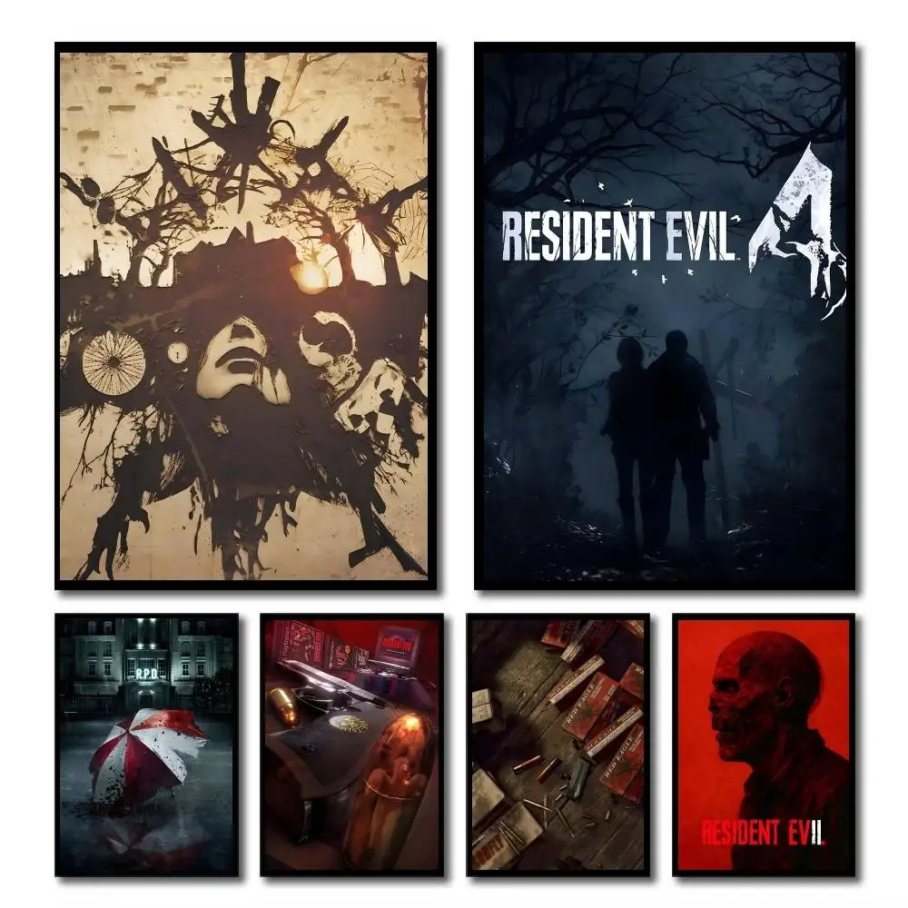 Classic Horror Game R-Resident E-Evil Posters HD Print Vintage Wall Art Decor for Home Study Room