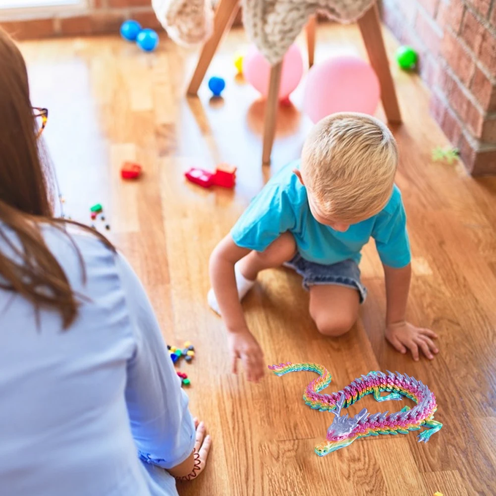 

2Pcs 3D Printed Full Articulated Dragon Model Rotatable Articulated Dragon Model Colored Desktop Dragon Ornament Gift for Friend