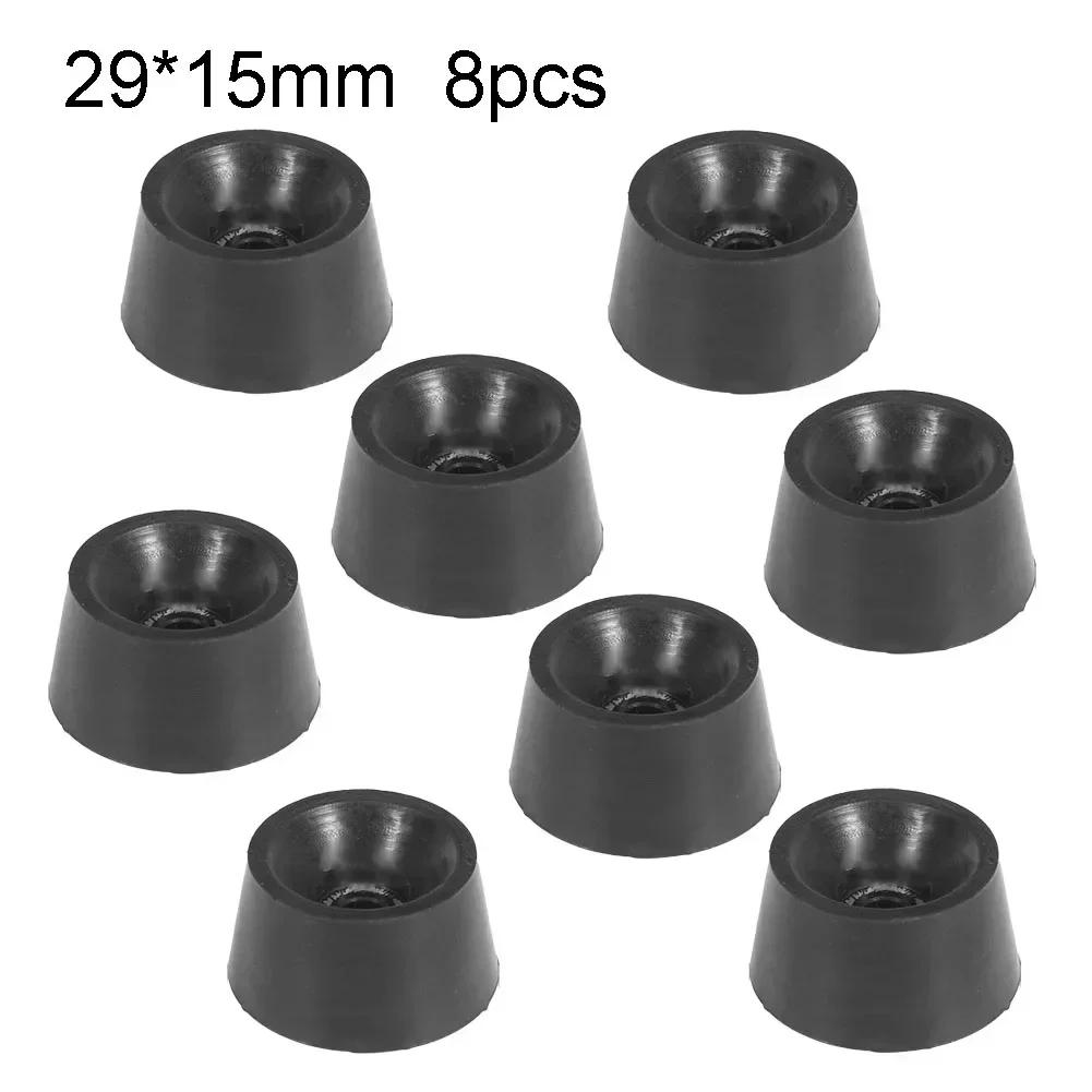 8Pcs Black Rubber Foot Pad Chair Floor Protector Non-slip Furniture Legs Table Leg Cover Speaker Cabinet Bottom Pads Funiture Pa