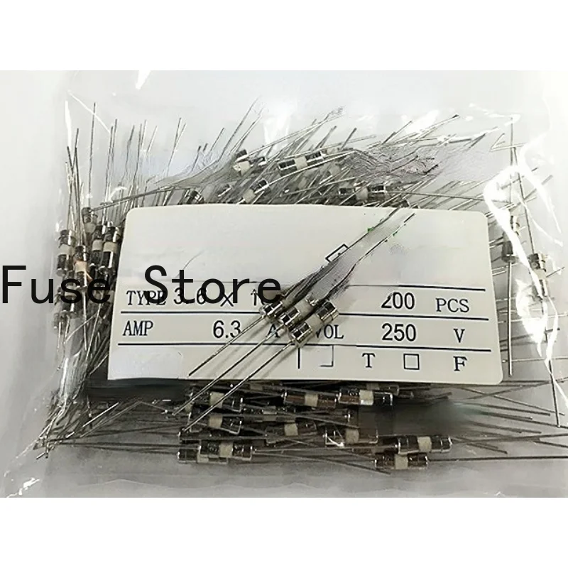 10Pcs 3.6*10 Keramische Buis Zekering Dubbele Cap Met Lood Pin F2.5A 250V Fast Blow