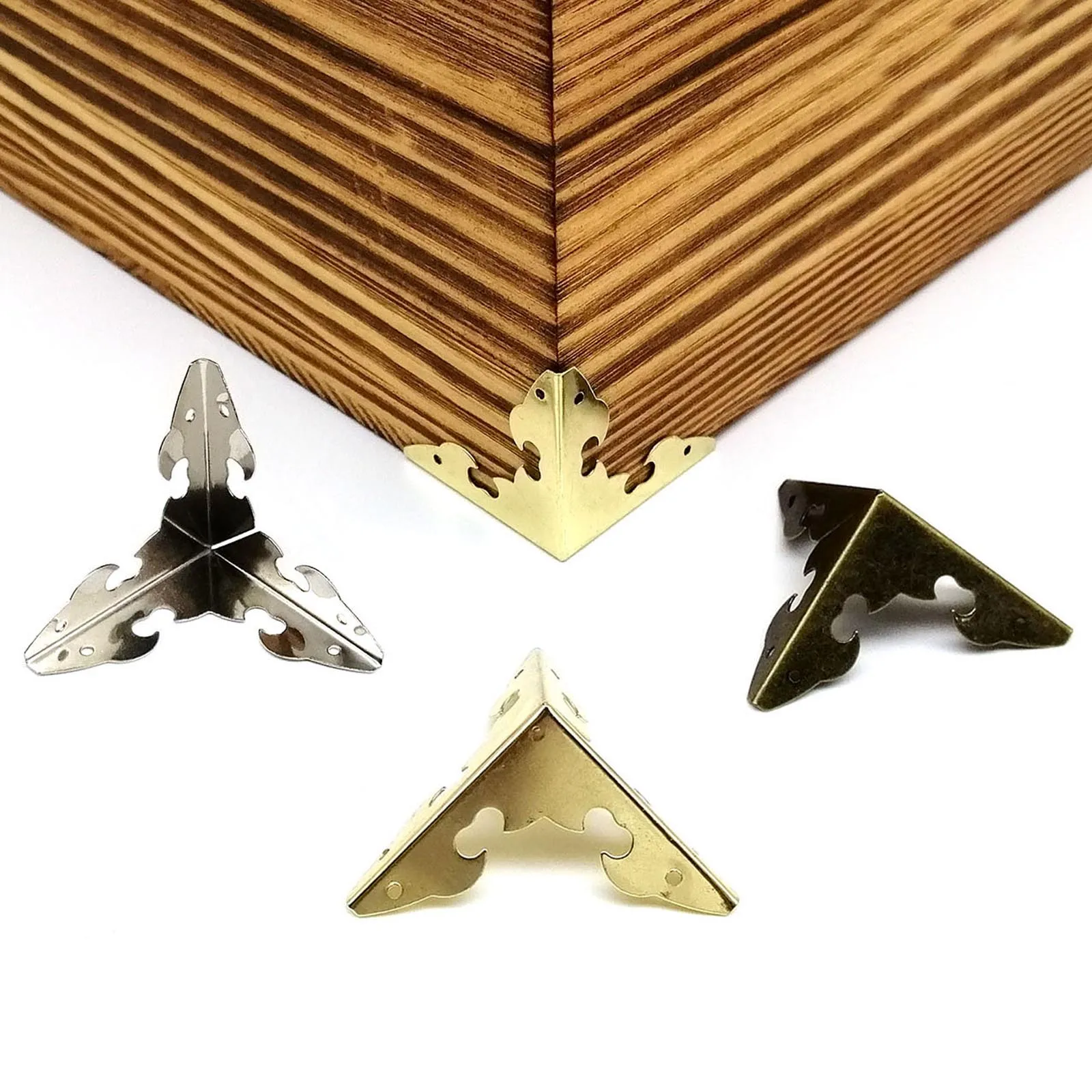 12pcs Brand New Decorative Antique Brass Golden Silvery Jewelry Chest Wine Box Wooden Case Iron Metal Corner Protector Nail
