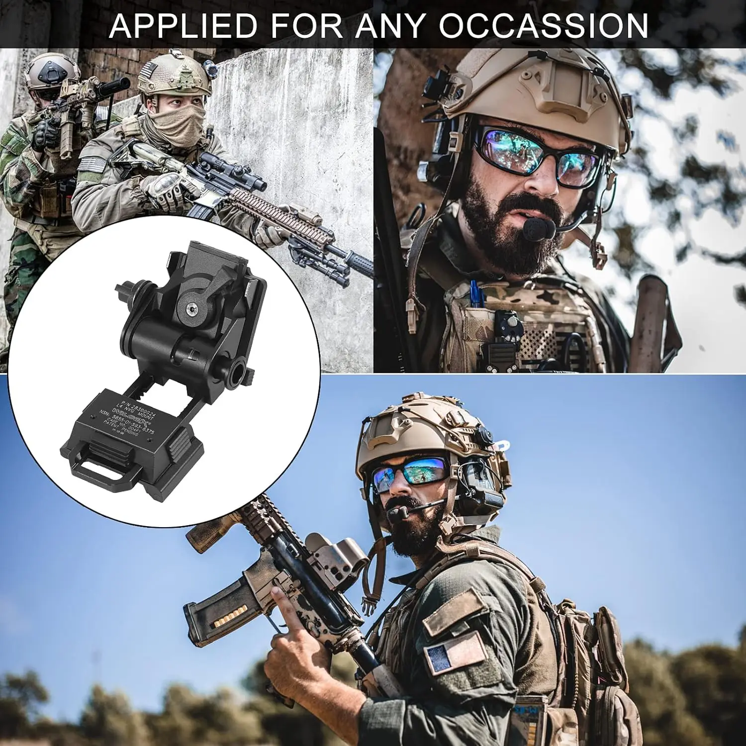 BOOIU Tactical Helmet Night Vision Mount for L4G24 PVS15/18 Metal Goggles Mount NVG Helmet Mount Helmet Combat Accessories