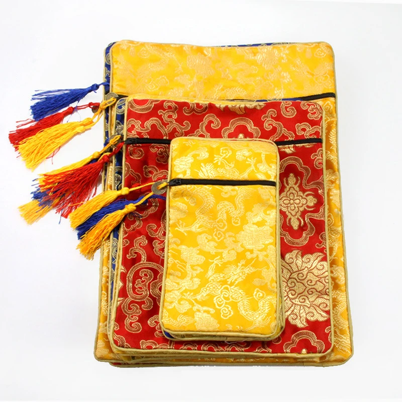 Brocade Tassel Scripture Book Storage Bag Stationery Piece Buddha Bead Hand String Packaging Bag Scripture Copy Magic Bag