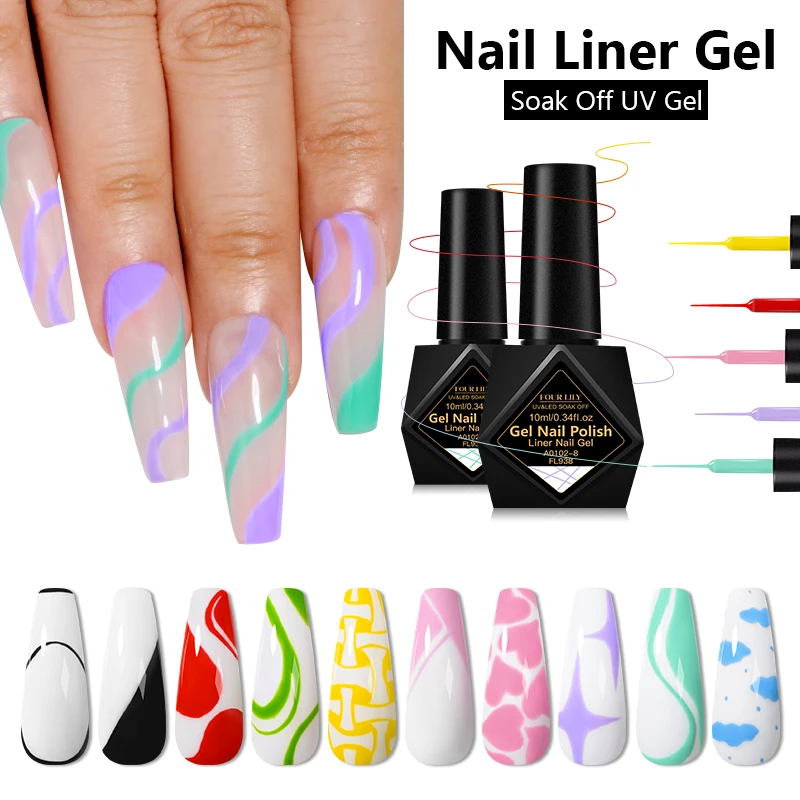 10ml Nero Rosso Liner Gel Smalto per unghie Glitter Pull Line Graffiti Pittura Stripe Unghie fai da te Design Pittura Gel Forniture per unghie