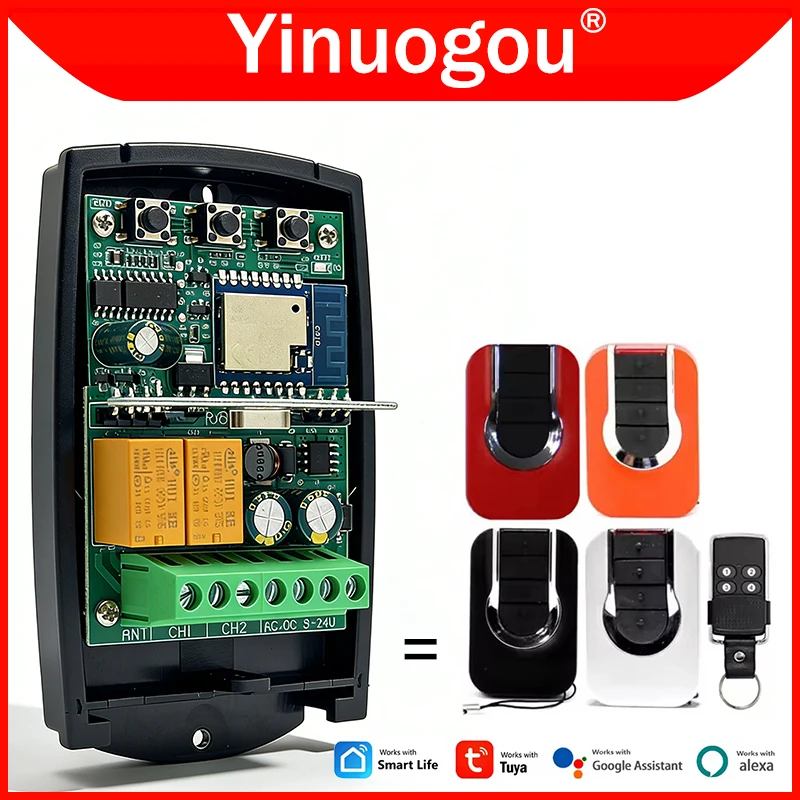 

Для 4GO Keeloq Wisniowski приемник дистанционного управления гаражными воротами 433МГц Tuya Умный WiFi контроллер открывания 433,92 МГц