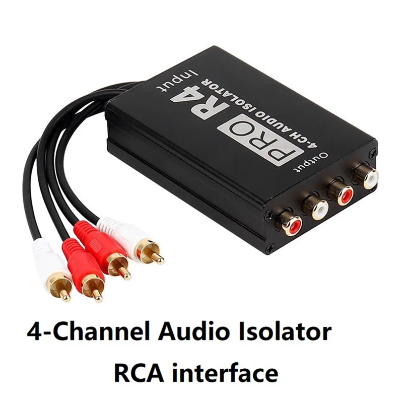 

LBER 4 Channle Audio Isolator RCA Audio Noise Isolator Car-Mounted Current Acoustic Noise Eliminator Common Ground Isolator