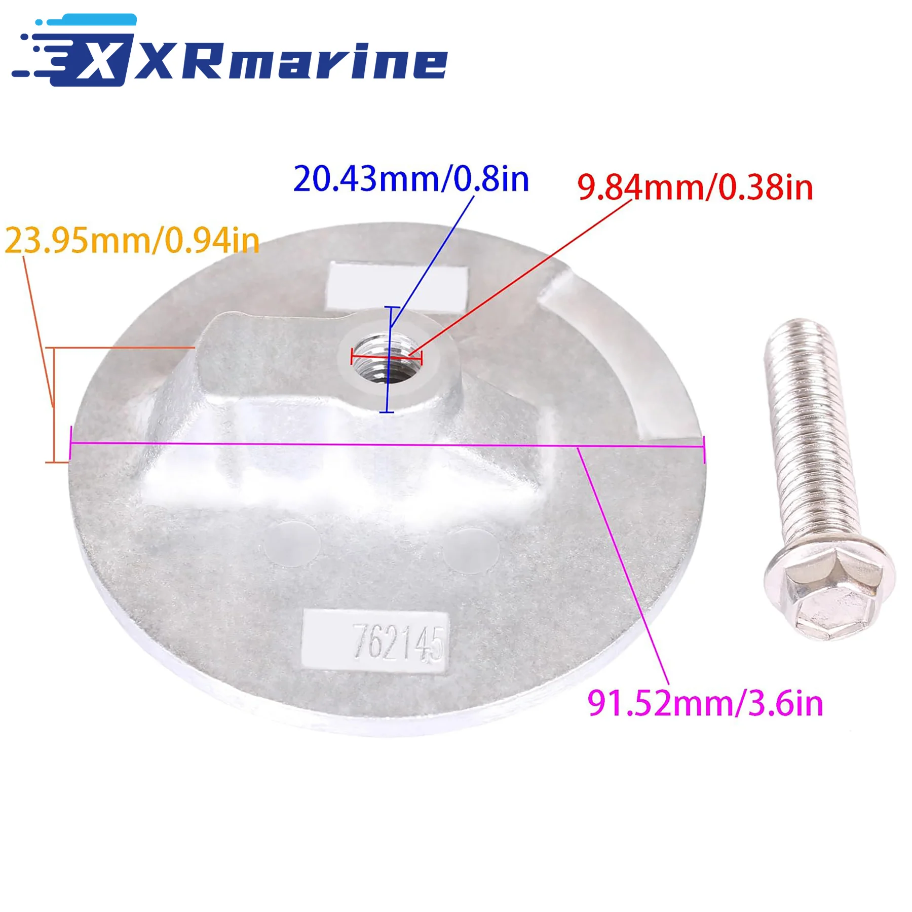 Trim Tab Anode W/ Bolt Fits for Mercury MerCruiser 35 To 300 HP Alpha 1 Gen 2 Bravo Replaces 97-76214Q5 97-76214T5 18-6016