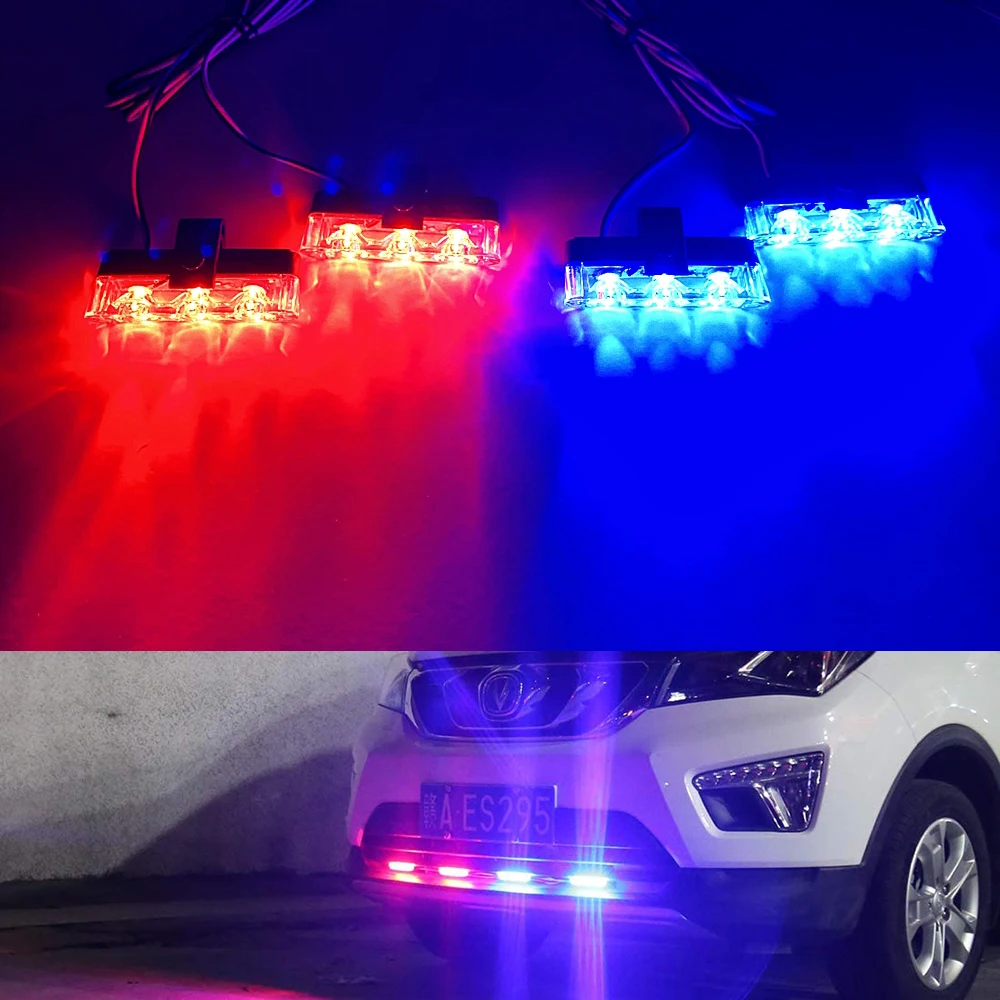 3LED Car Grille Light Wireless Remote Control Police Emergency Strobe Lights Beacon Flashing Signal Fireman Vehicle Warning Lamp