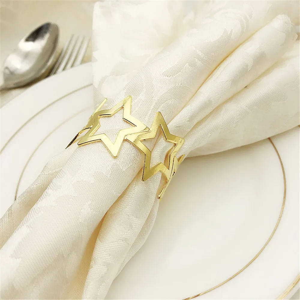 6 / piece metal Pentagram Napkin Clasp Restaurant Hotel Model Room Napkin Ring Spot Free Shipping