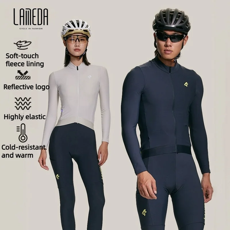 

Lameda Men's & Women's Thermal Cycling Jacket With Soft Fleece Lined, 5-15°c Bike Tops With Reflective Logo, Pockets