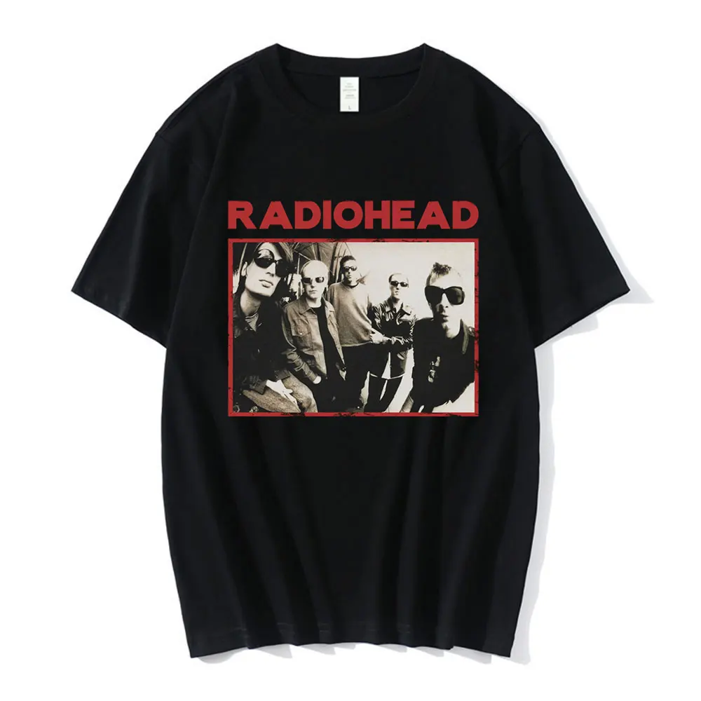 ヴィンテージロックバンド Radiohead Tシャツ男性綿 100% Tシャツ