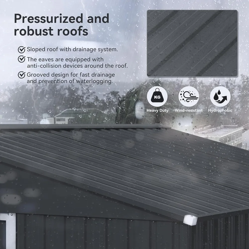 6 X 4FT Outdoor Storage Shed Waterproof, Large Garden Tool Shed with Air Vents and Lockable Sliding Door, Shed Storage