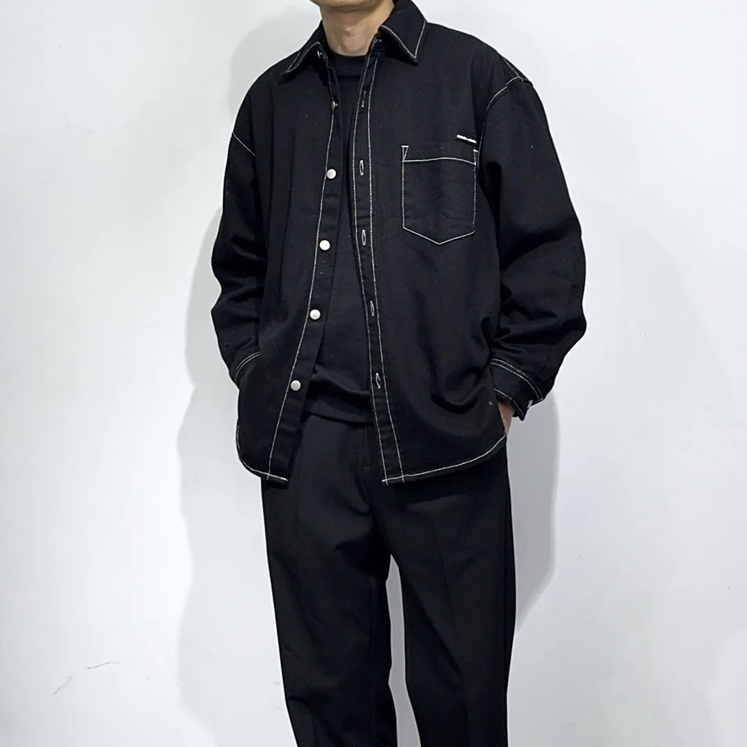 

Loose Fit Men's Denim Jaet Cotton Pred Line Design Casual Sle Long Sve Outerwear Youth Faion Spring Autumn Jaet