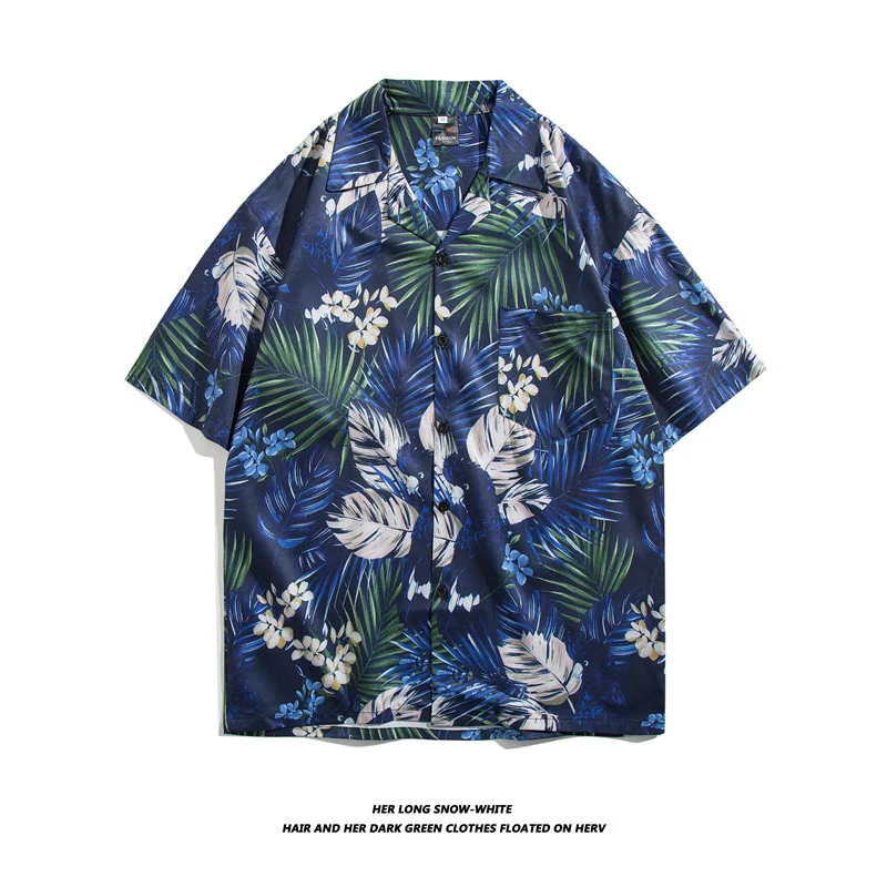 Camisa de cuello cubano Vintage para hombres y mujeres, estilo americano, diseño suelto, pareja, playa, camisa de manga corta, blusa floral 2023