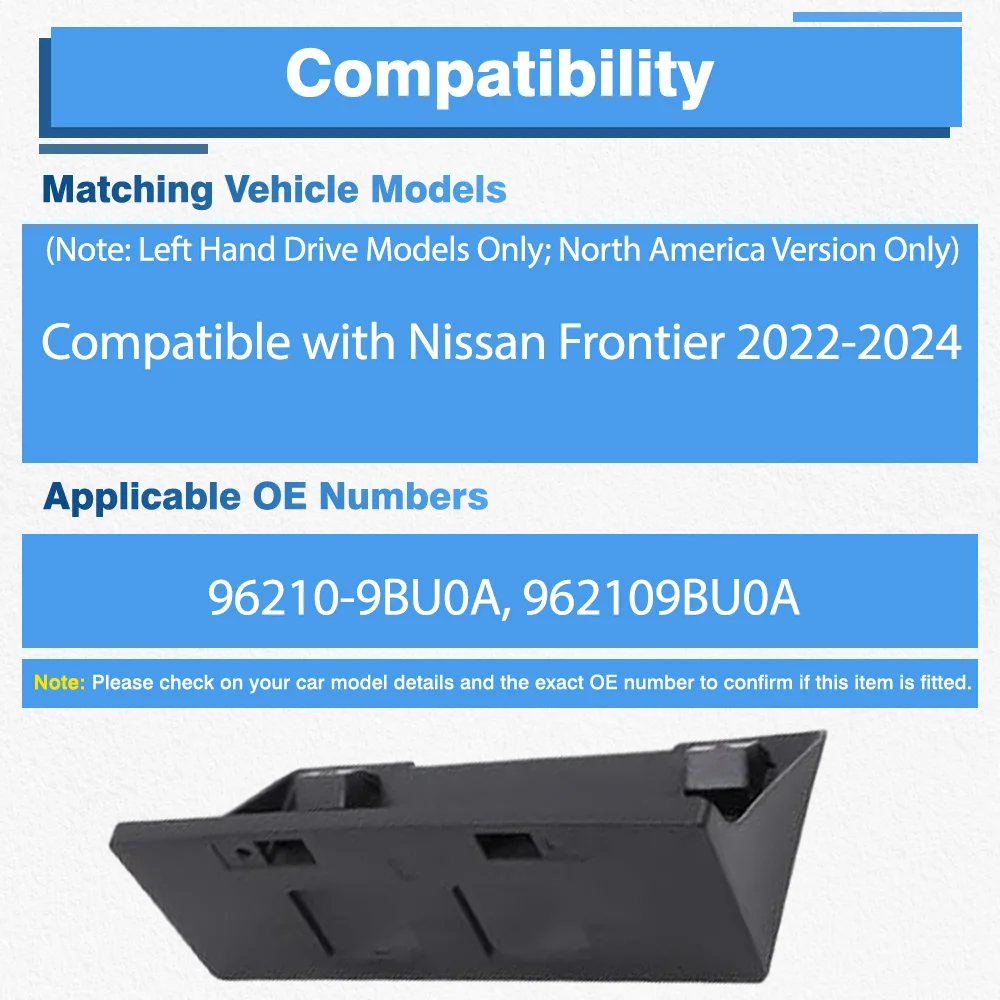 

For Nissan Frontier 2022 2023 2024 Car Front License Plate Bracket Mounting Holder Accessories 96210-9BU0A 962109BU0A