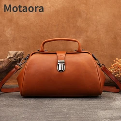 MOTAORA High Quality Genuine Leather Women Shoulder Messenger Bags Vintage Woman Phone Bag With Buckle Zipper Pouch Handbag 2024