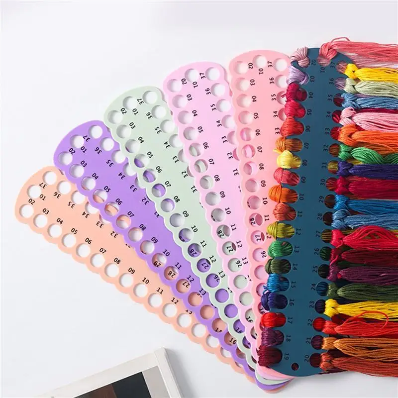 Embroidery Floss Organizer Craft Storage Holder 37-Hole Embroidery Thread Organizer PC Winding Board For DIY Sewing Storage