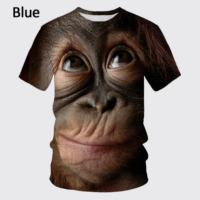 New Casual Men's New 3d Design Spoof Gorilla Funny Monkey T-Shirt Funny Pout Monkey 3d Printing Summer Short Sleeve Shirt Kids