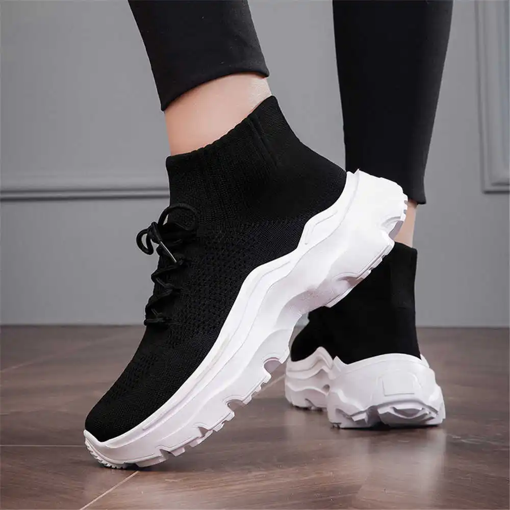 Knitting Extra Large Sizes Shoes Silver Woven Latest Sneakers Blue Boots Woman Sports Lofer Trends Snekaers Fashionable
