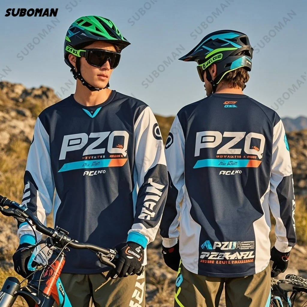 

Новый мужской PZQ солнцезащитный трикотаж для мотокросса, велосипедный трикотаж, дышащая мотоциклетная футболка с длинными рукавами, трикотаж для гонок, скоростного спуска и велоспорта