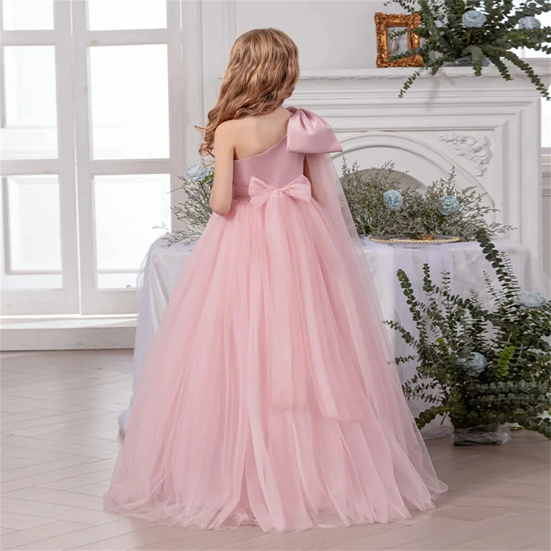 فساتين Communion ذات القوس الكبير الوردي، فساتين حفلات للفتيات، فستان حفلات الزفاف للفتيات، فستان الأميرة للفتيات، فستان احتفالي #2