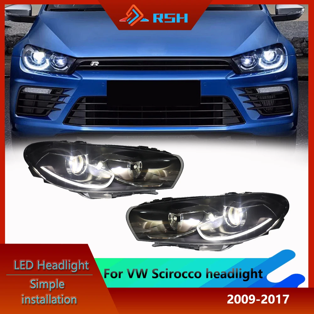 Car Front Lamps For VW Scirocco 2009-2017 LED Automotive Headlights Daytime Running Lights Dynamic Turn Signals Accessories