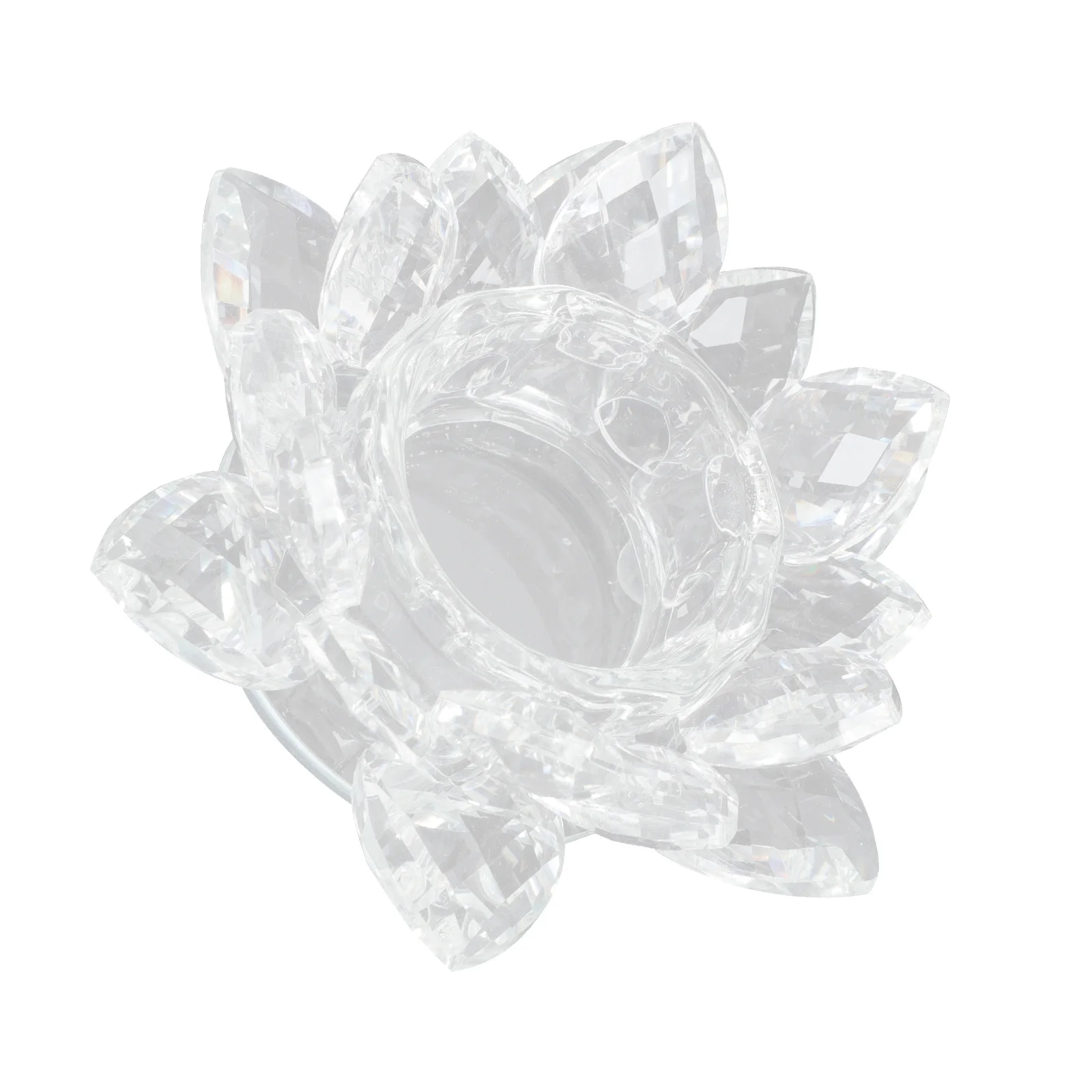 

Elegant Glass Butterfly Lamp Holder Lotus-Shaped Candleholder Crystal Candlestick for Buddha Hall Decor Butter Lamp Holder