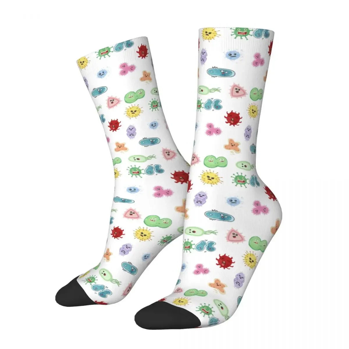 Harajuku Super Soft Long Socks, Cute Microbes, Bactérias, Vírus, Ele, Microbiologia, Todas as temporadas, Acessórios