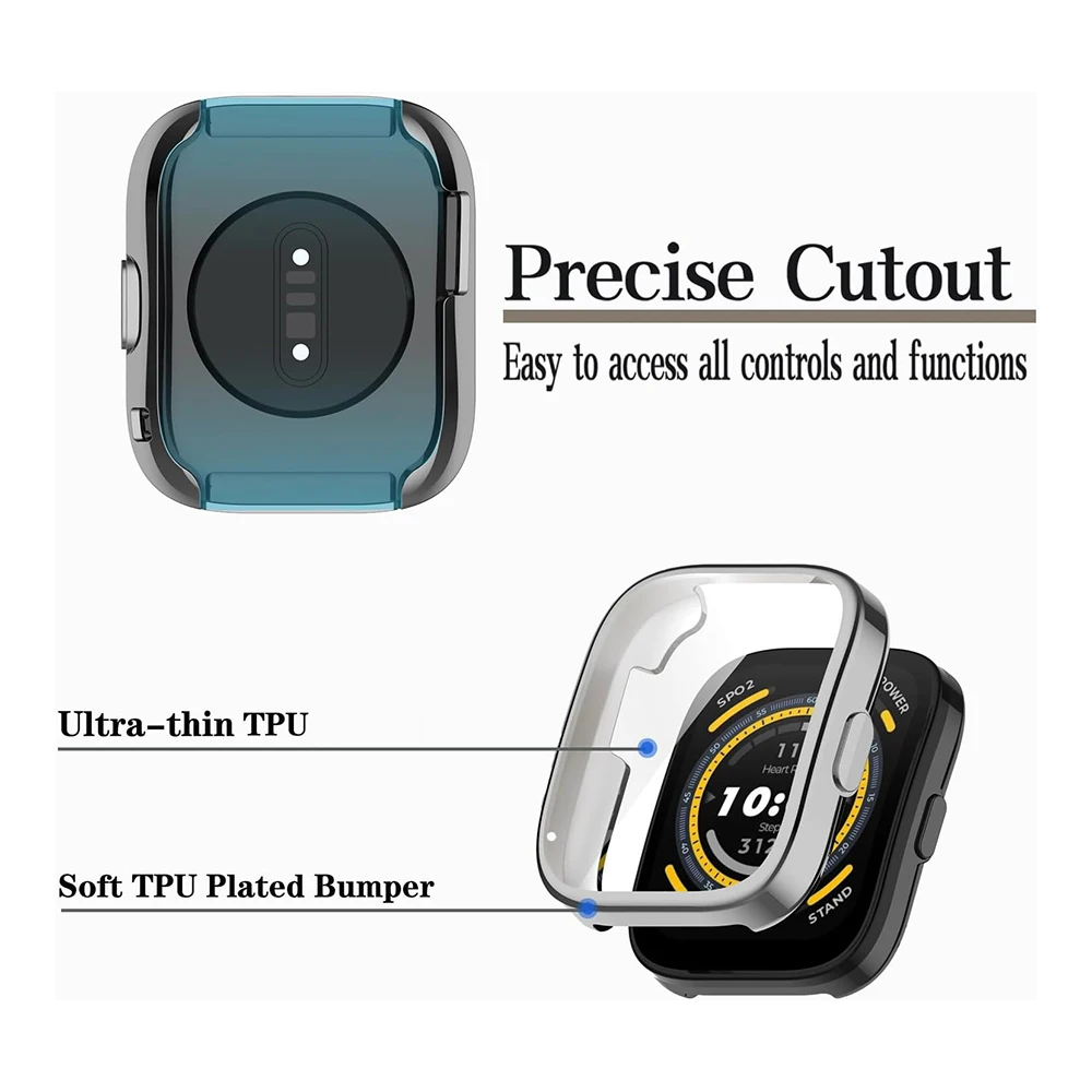 Screen Protector Case for Amazfit Bip 5 Smartwatch, Soft TPU Full Face Cover for Bip 5 Accessories