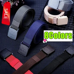 Newest 8 Colors Men Belts Military Nylon Adjustable Belt Outdoor Travel Tactical Waist Belt with Plastic Buckle for Pants 120cm