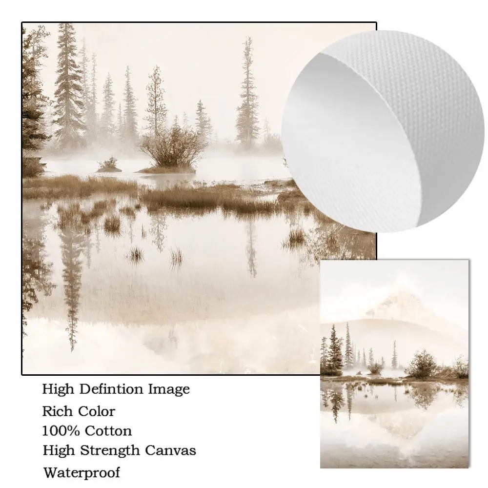 المناظر الطبيعية قماش المشارك البيج القصب طباعة صور العشب المجفف جدار الفن جسر اللوحة الشمال الملصقات غرفة المعيشة ديكور