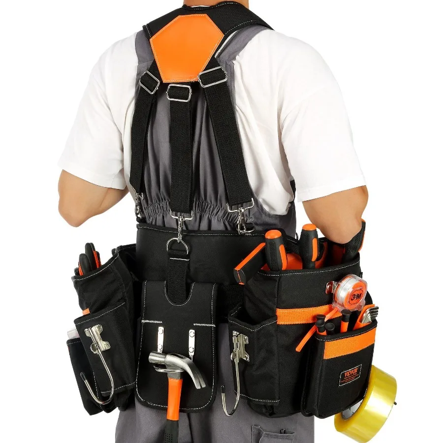 

Tool Belt with Suspenders 29 Pockets 2954 inches Adjustable Waist Size Tool Belts for Men 600D Polyester Heavy Duty Carpenter
