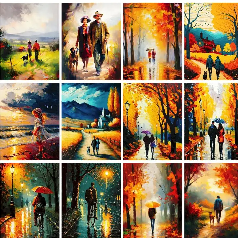 

PhotoCustom Modern Painting By Numbers On Canvas Abstract Street Scenery Picture Drawing Wall Decors Diy Gift Adults Crafts Kits