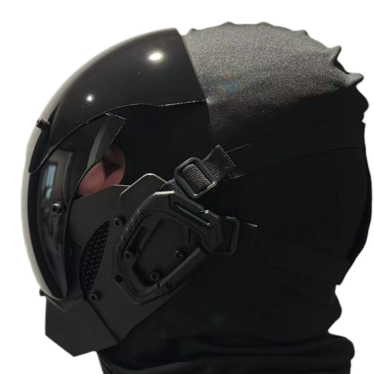 خوذة قناع Cyberpunk السوداء التنكرية للرجال والنساء، قناع Techwear، قناع الهالوين مناسب لملحقات مهرجان الموسيقى والحفلات