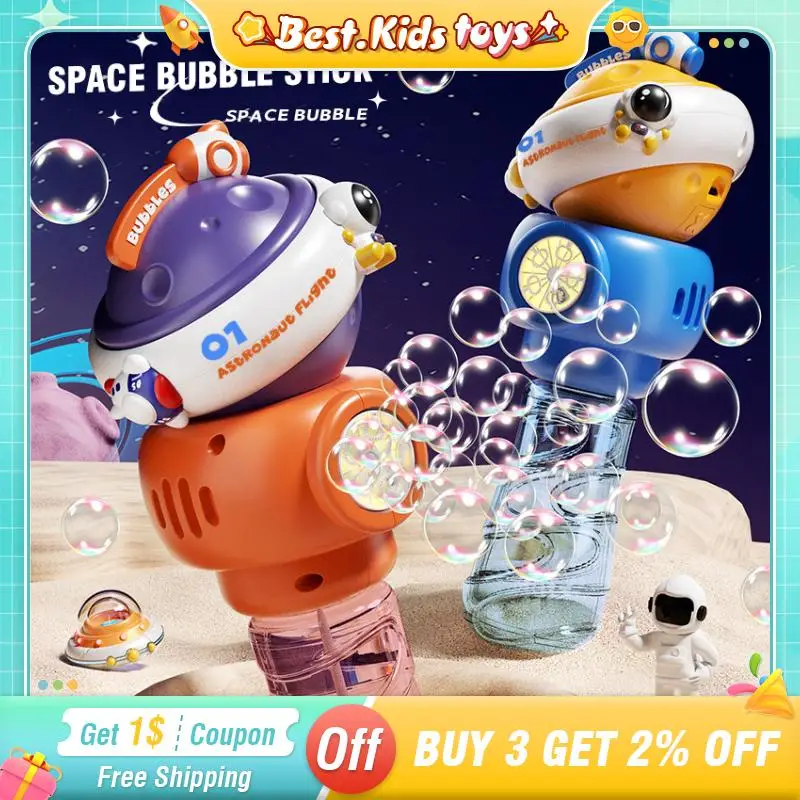5 حفرة الدورية الفضاء كوكب فقاعة عصا بنقرة واحدة بدء آلة فقاعة كهربائية مع أضواء الموسيقى الصابون تهب الاطفال اللعب الهدايا