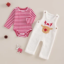 Cross-border infant and young children, gender-neutral male and female infants, striped Ha clothes + furry bib pants two-piece s