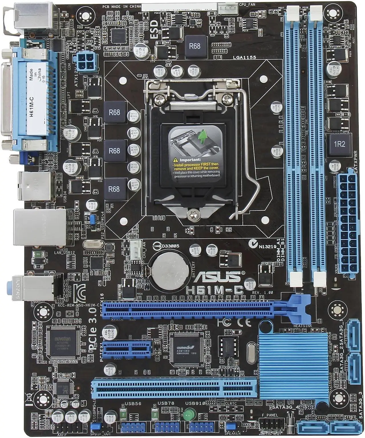 ASUS H61M-C Motherboard LGA 1155 DDR3  Intel H61 support i5-2500 2380 3240 3210 2105 2100 3570 G1610 cpu