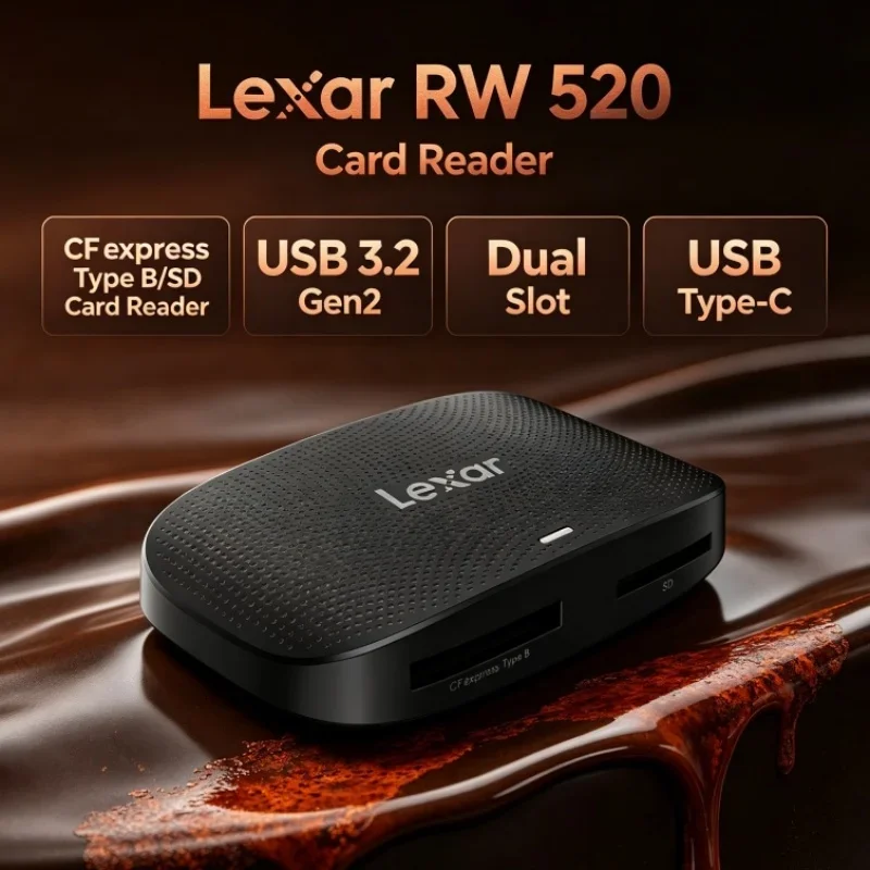 Lexar RW520 Memory Card Reader USB Type-C CFexpress Type B SD Card Reader USB 3.2 Gen 2 High Speed 8K RAW for Photo Transfer