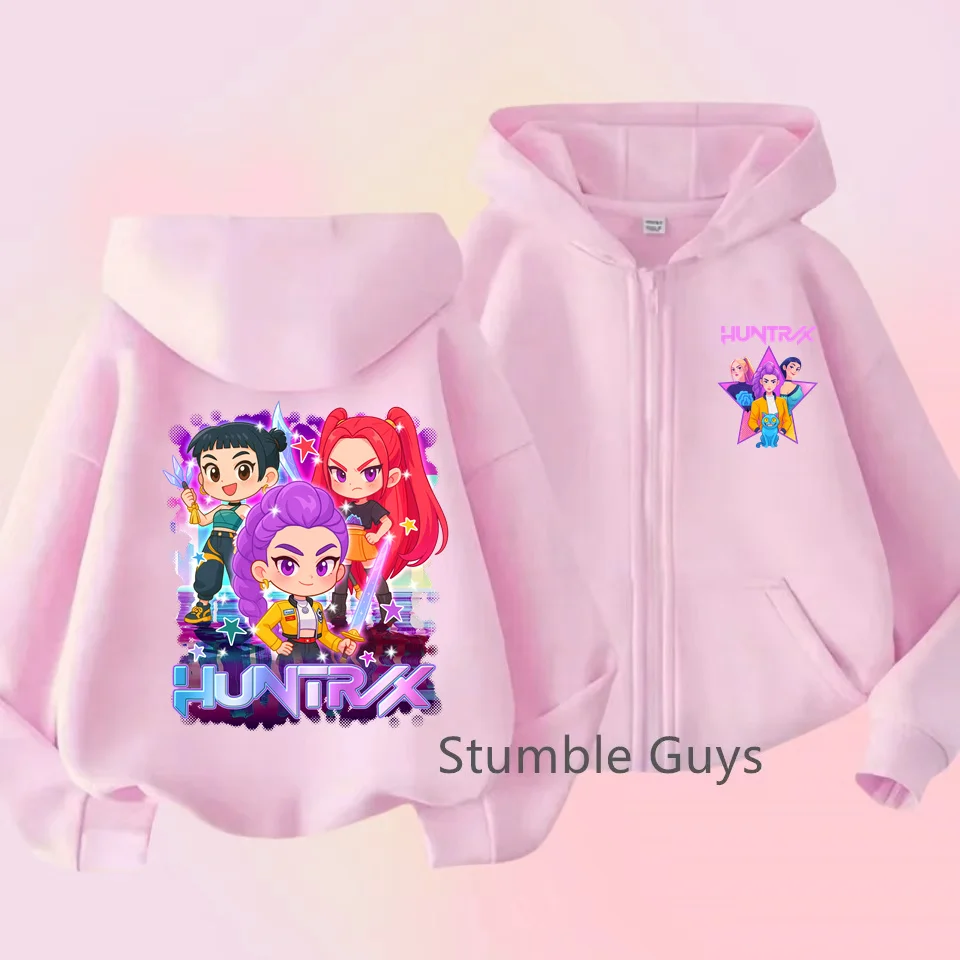 

2025K-pop Demon Hunter Saja Boys' Film Zip Hoodie Girls' Fashion Crewneck Sweatshirt Long Sleeve Loose Harajuku Pullover