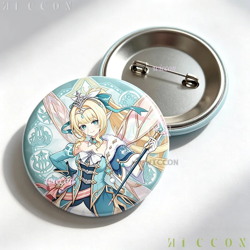 Genshin Impact Vesna Mitya Alyosha Vodyanitsa 58mm Badge Brooch Bag Decors Round Pins Accessories Snezhnaya Customized Character