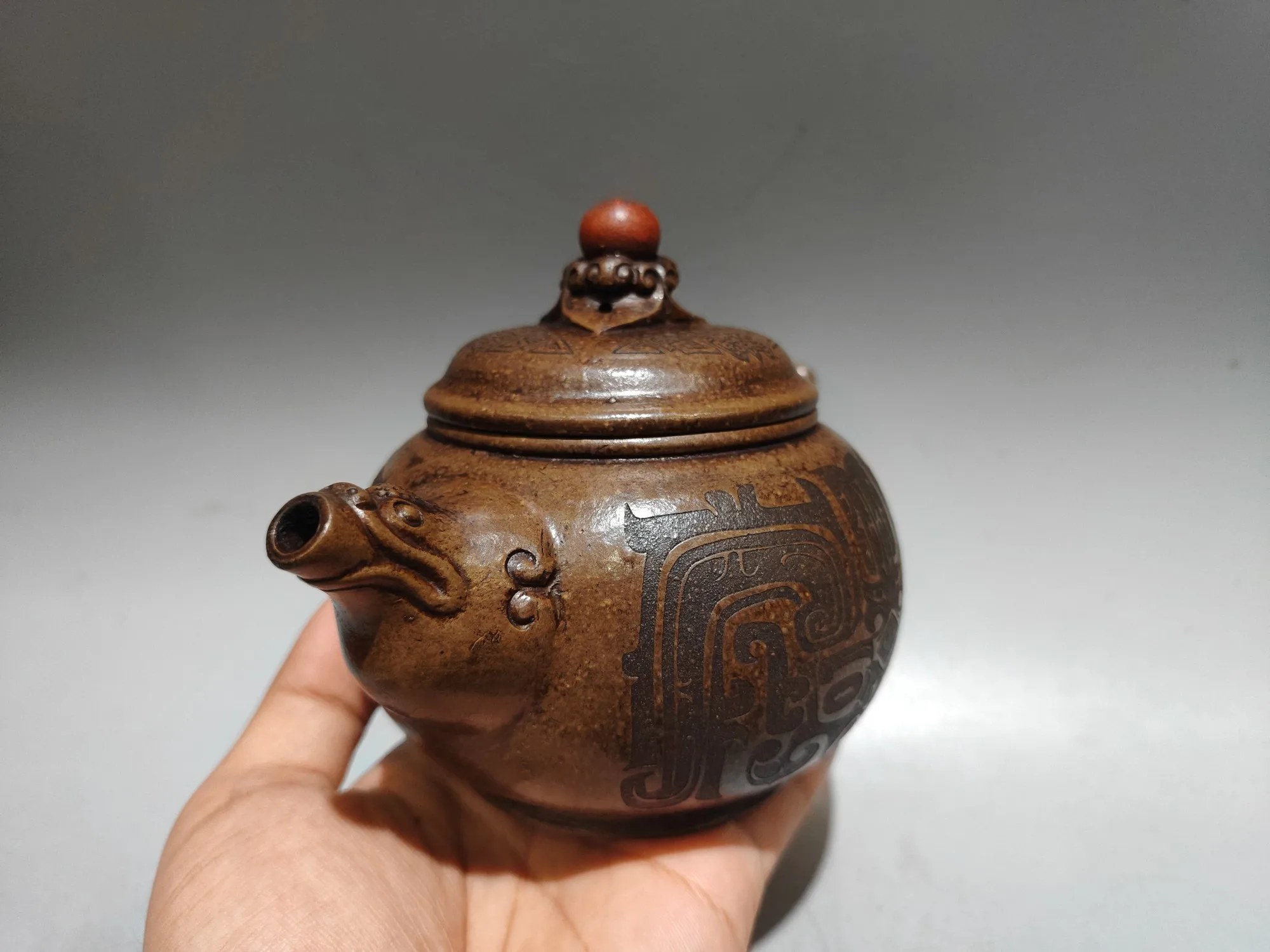 Yixing Teapot Purple Clay Pot Spherical cover Beast Mouth Pot Good luck is at hand Kettle  Teapot Pot Tea Tasting Tea Ceremony