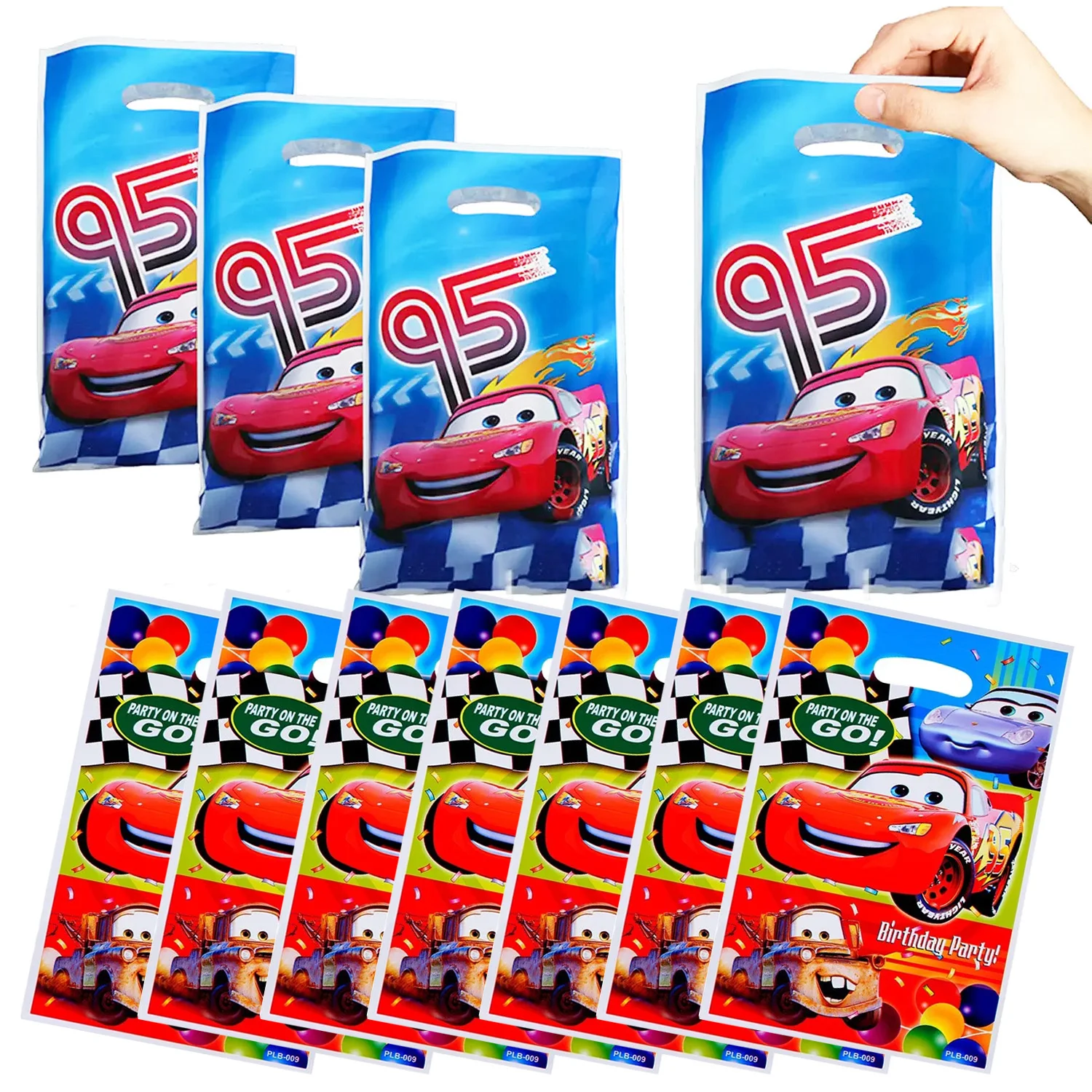 Lightning McQueen Cars Birthday Party Goodies Candy Treat Bags Let’s Go Racing Baby Shower Supplies for Kids Adults Racing Gift