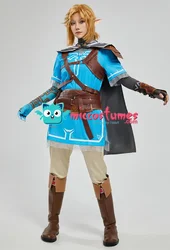 Miccostumes Unisex Link Cosplay Costume Top and Trousers with Cloak and Bags for Halloween Cosplay Costumes