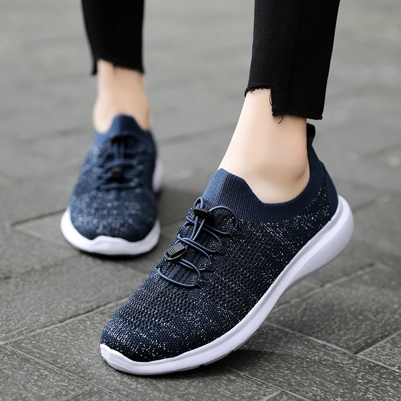 

Women Running Shoes Mesh Slip-On Light Walking Sneaker Fitness Sport Flats Comfortable Breathable Black Size 35-41 Loafers