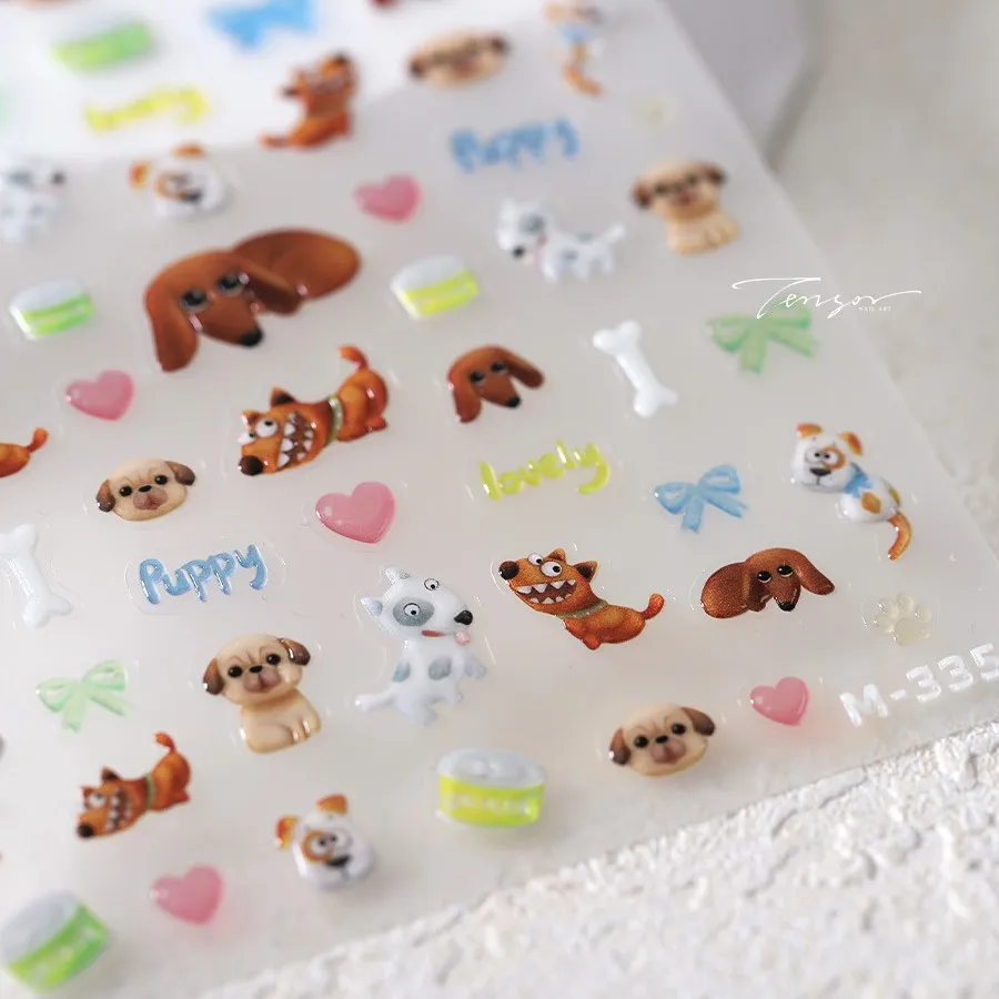 1 stücke 5d Gelee Hund Nail Art Aufkleber Relief japanische Kawaii Tiere Nagel Dekorationen Abziehbilder selbst klebende Slider DIY Zubehör