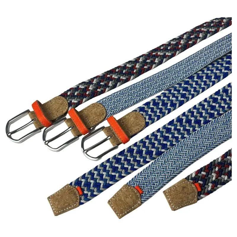 

1 PC Golf Braid Stretchy Belt Mens Womens Colorful Casual Canvas Elastic Cork Parts For Jeans