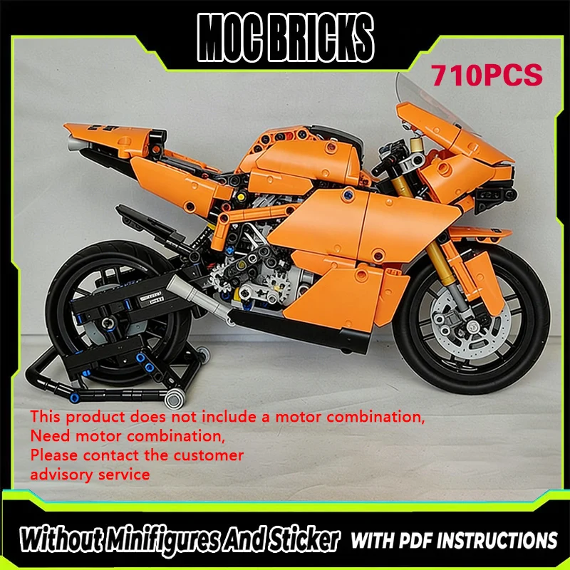 

Конструктор City Car Model MOC: Тяжелый оранжевый гоночный мотоцикл, модульная технология, подарки, праздничный набор для сборки, детские игрушки